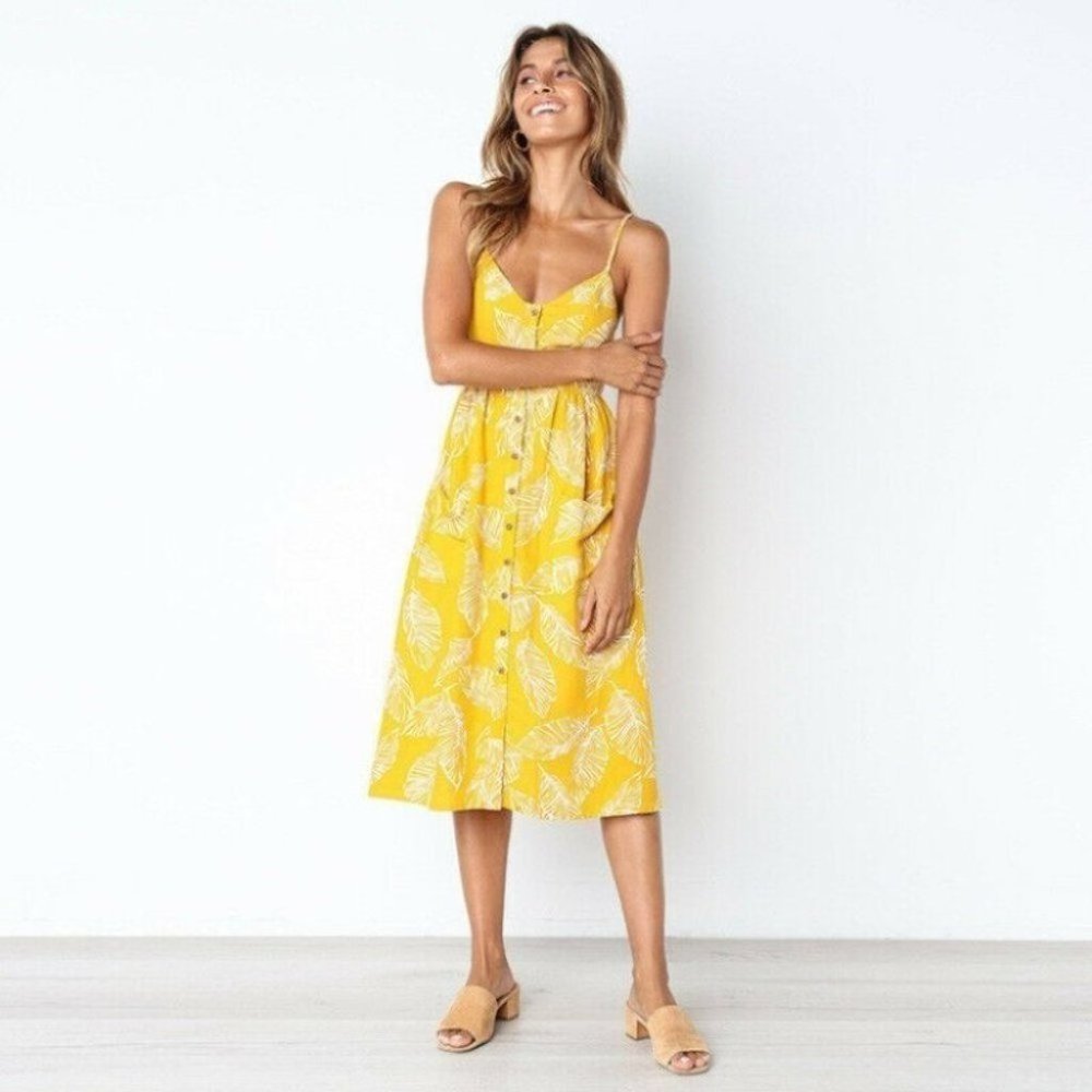 Women Summer Print Spaghetti Straps Sexy